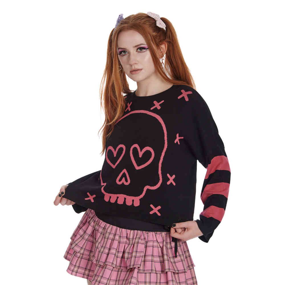 Banned - Miki Knitted Gebreide trui - Zwart/Roze